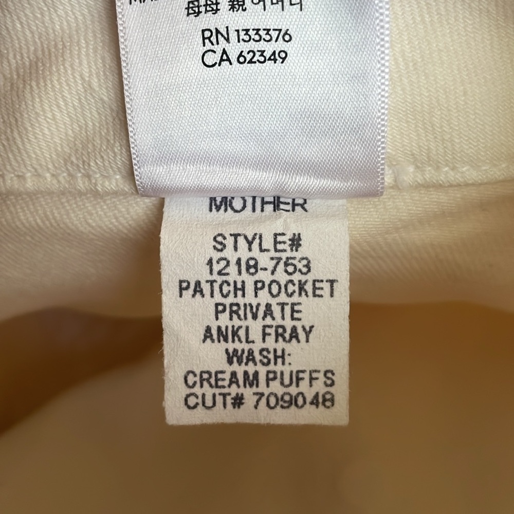 Mother Patch Pocket Private Ankle Fray Jeans In Cream Puffs - Picture 15 of 15
